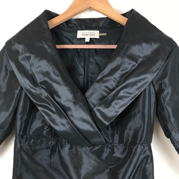 Rickie Freeman for Teri Jon Black Taffeta Dress Size 4 - Picture 3 of 10